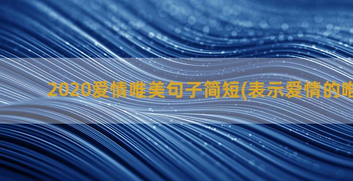 2020爱情唯美句子简短(表示爱情的唯美句子)