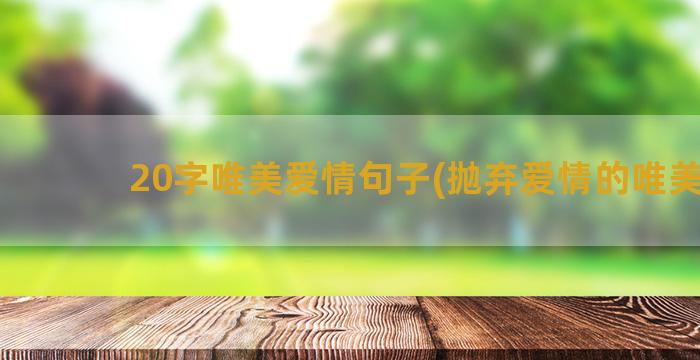 20字唯美爱情句子(抛弃爱情的唯美句)