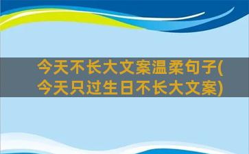 今天不长大文案温柔句子(今天只过生日不长大文案)