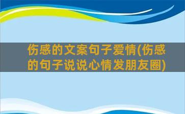 伤感的文案句子爱情(伤感的句子说说心情发朋友圈)