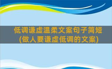 低调谦虚温柔文案句子简短(做人要谦虚低调的文案)