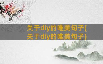 关于diy的唯美句子(关于diy的唯美句子)