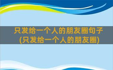 只发给一个人的朋友圈句子(只发给一个人的朋友圈)