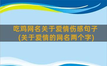 吃鸡网名关于爱情伤感句子(关于爱情的网名两个字)