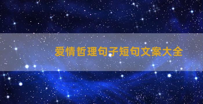 爱情哲理句子短句文案大全