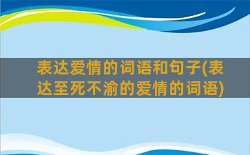 表达爱情的词语和句子(表达至死不渝的爱情的词语)